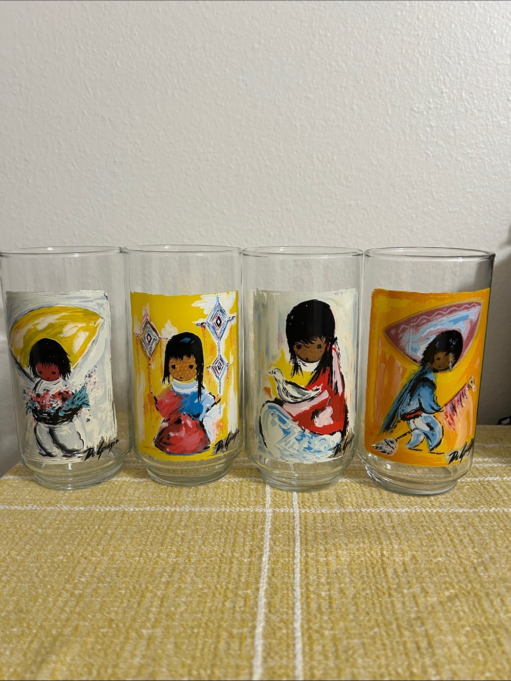 Ted DeGrazia VTG Glassware. Set of 4.
